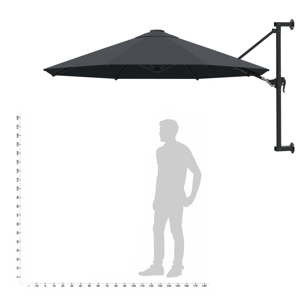 Wandparasol met metalen paal 300 cm antraciet