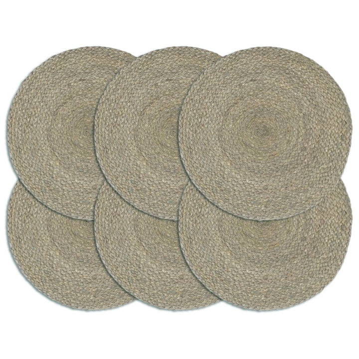 Placemats 6 st rond 38 cm jute effen grijs