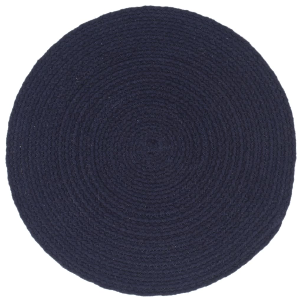 Placemats 4 st rond 38 cm katoen effen marineblauw