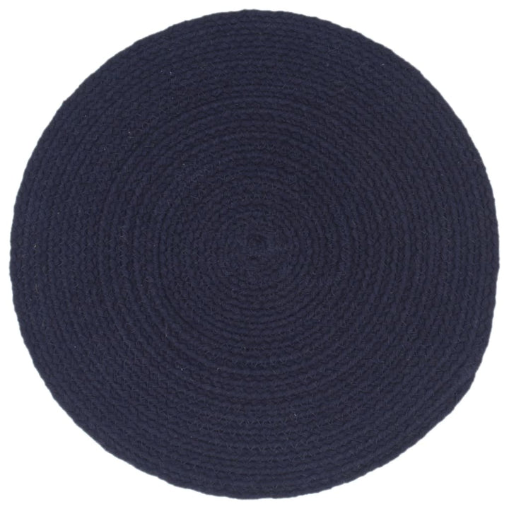 Placemats 4 st rond 38 cm katoen effen marineblauw