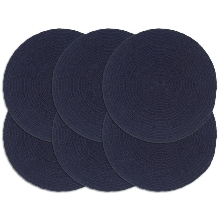 Placemats 6 st rond 38 cm katoen effen marineblauw