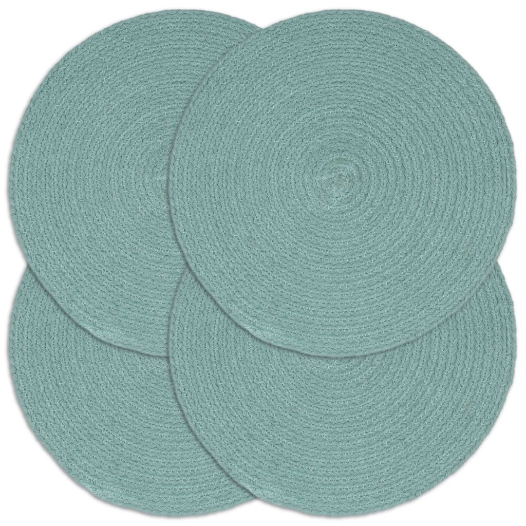 Placemats 4 st rond 38 cm katoen effen groen