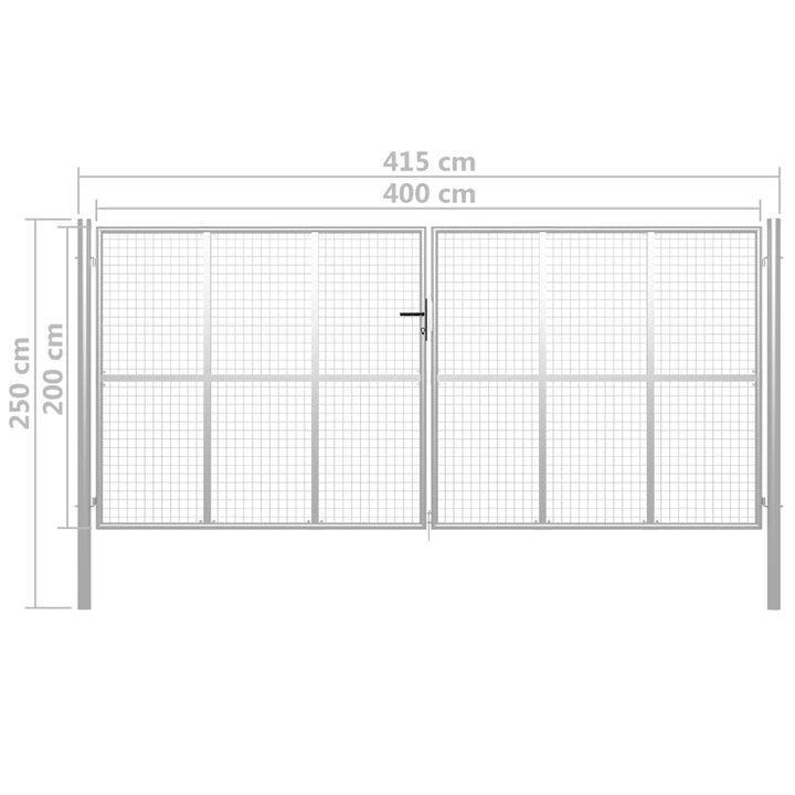 Poort 415x250 cm gegalvaniseerd staal zilverkleurig