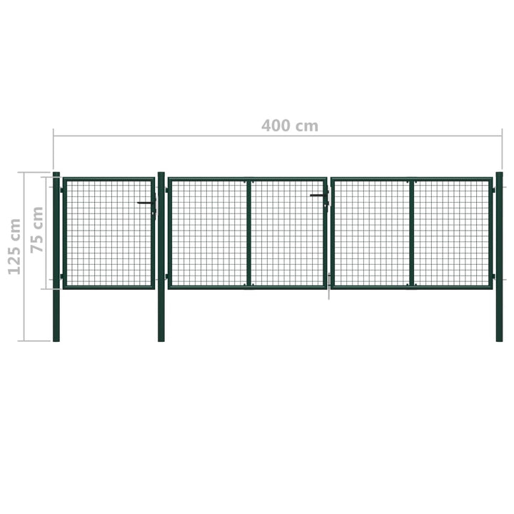 Poort 400x75 cm staal groen