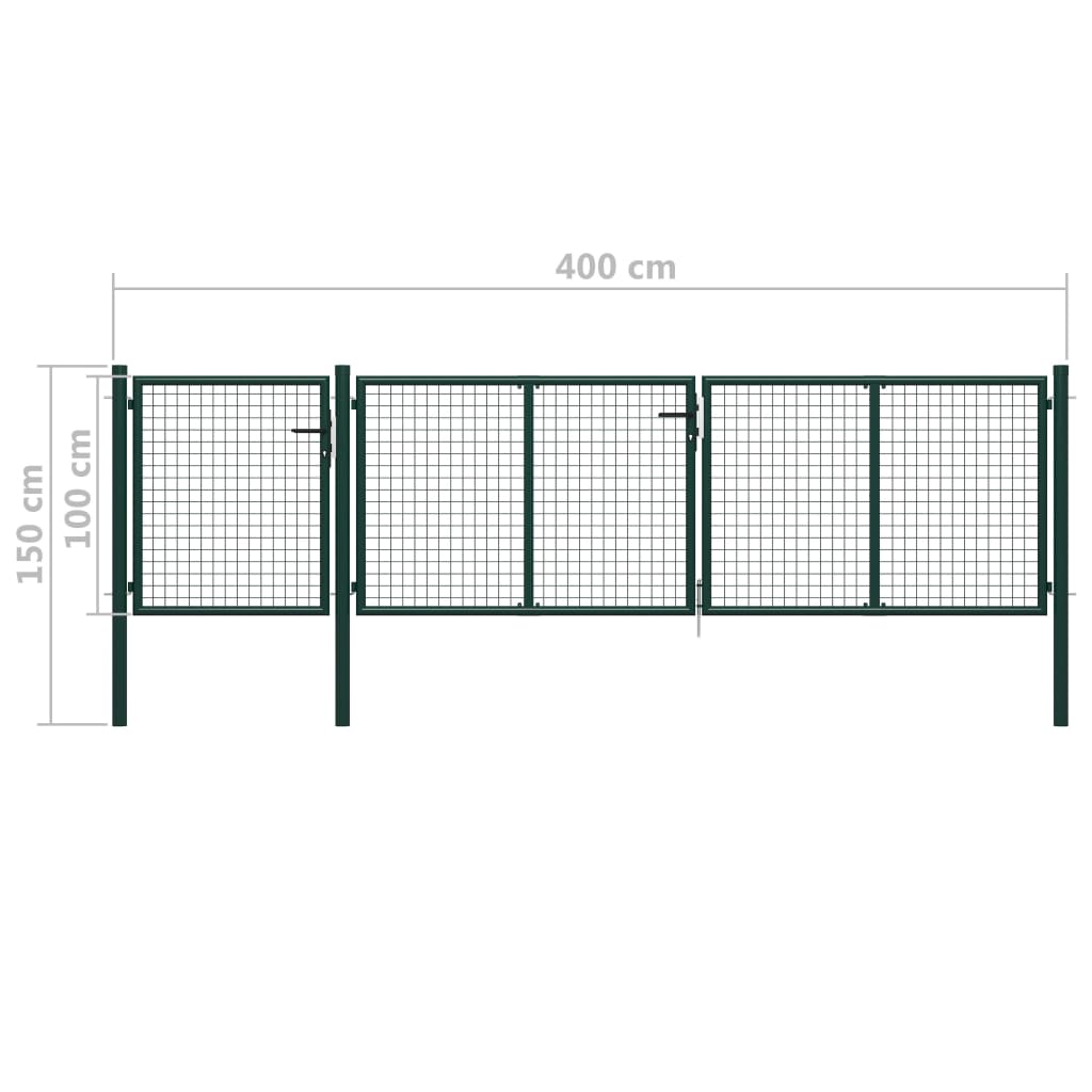 Poort 400x100 cm staal groen