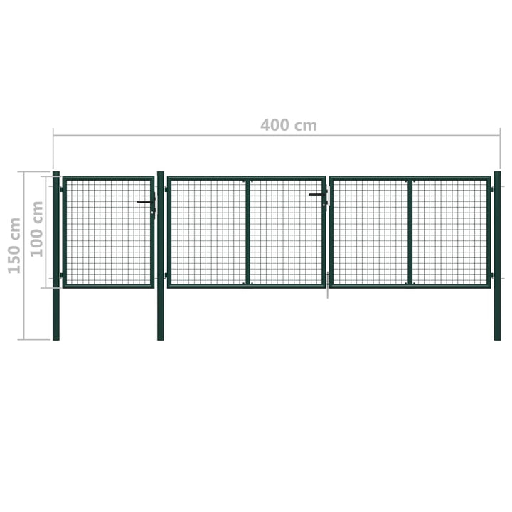 Poort 400x100 cm staal groen