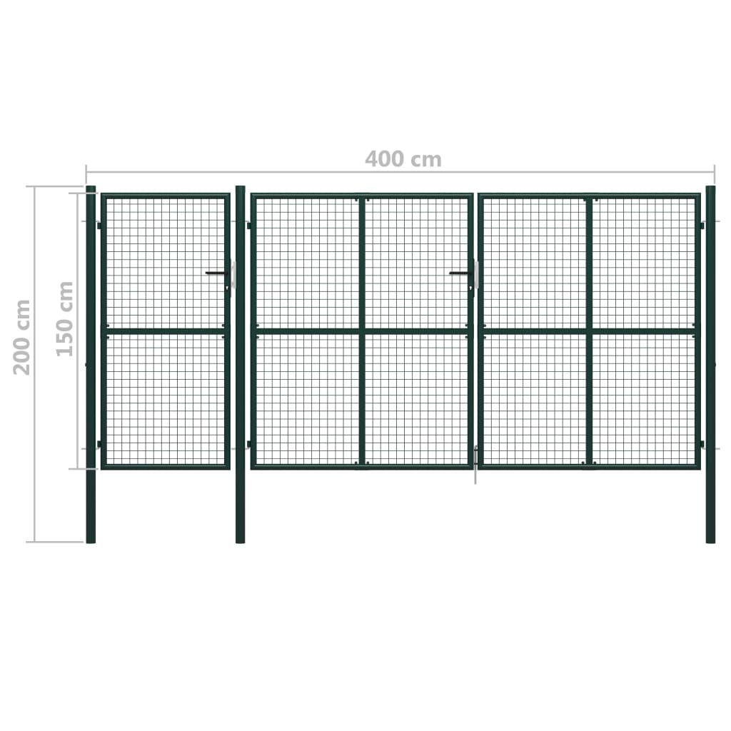 Poort 400x150 cm staal groen