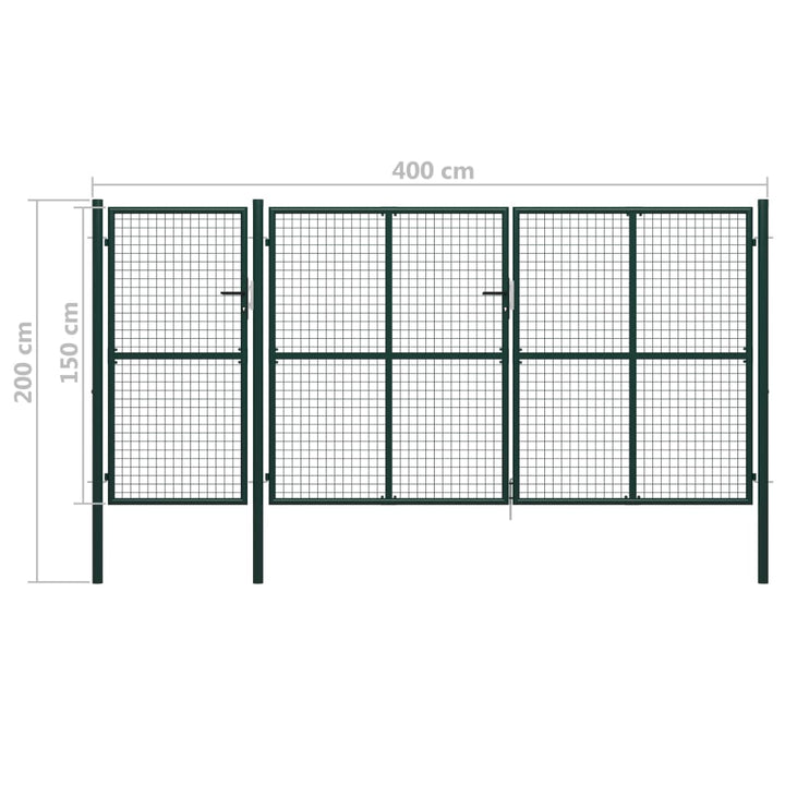 Poort 400x150 cm staal groen