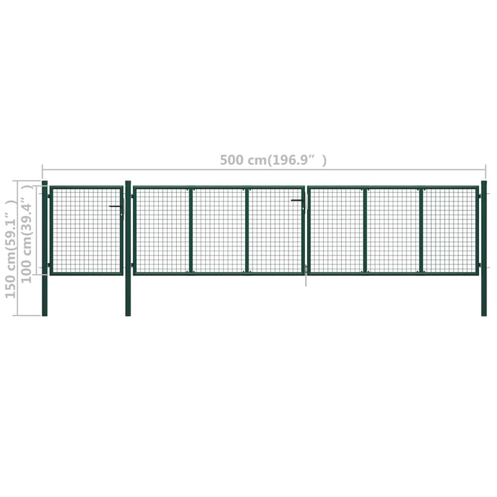 Poort 500x100 cm staal groen