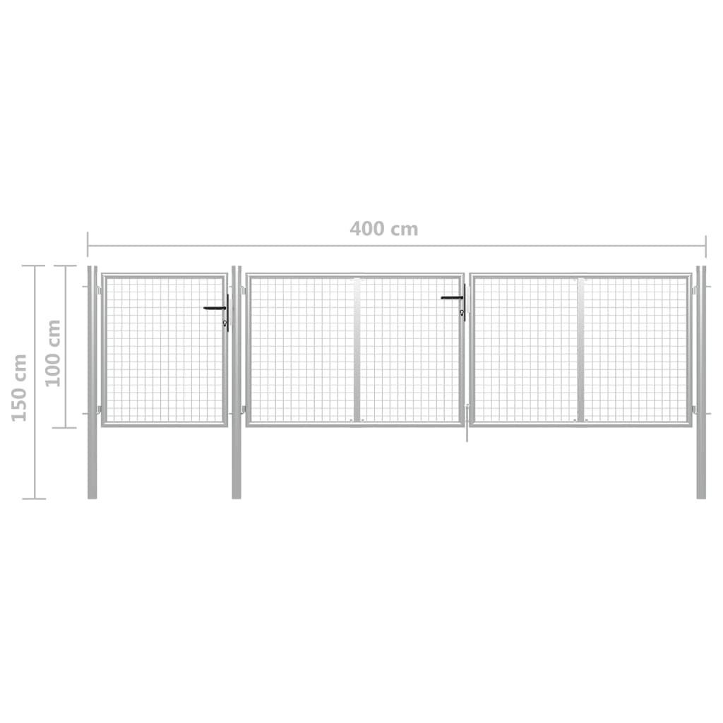 Poort 400x100 cm staal zilverkleurig