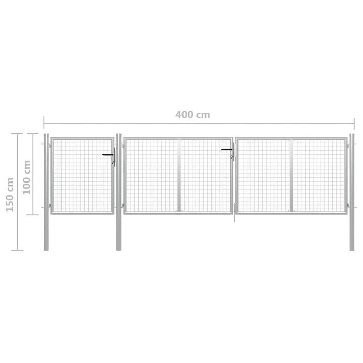 Poort 400x100 cm staal zilverkleurig