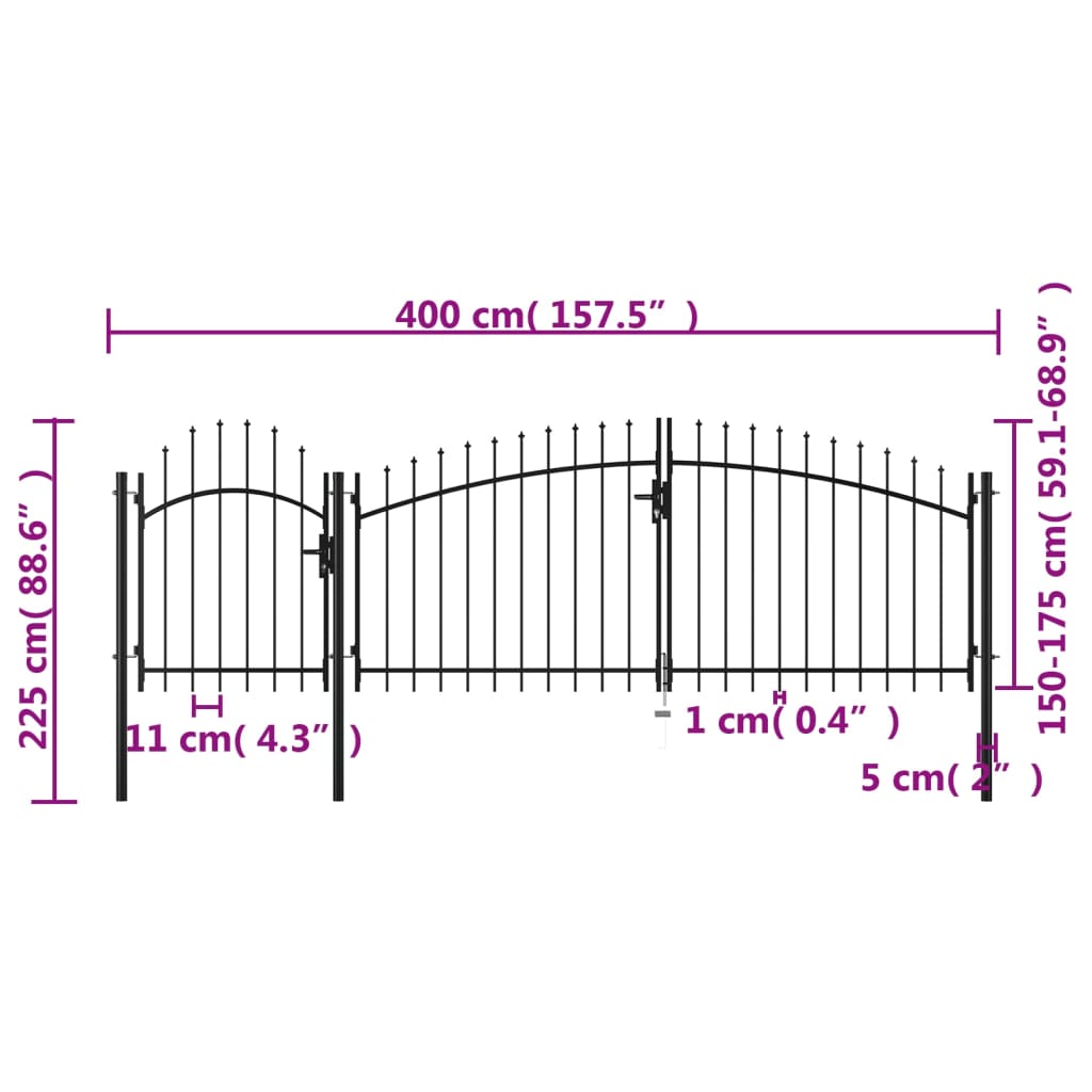 Poort 2,25x4 m staal zwart