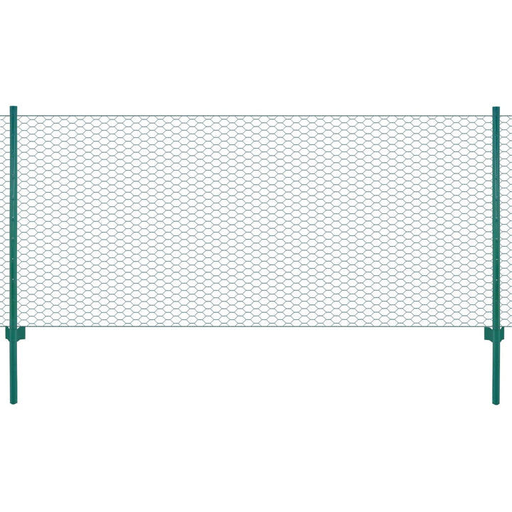 Draadgaashek met palen 25x0,5 m staal groen