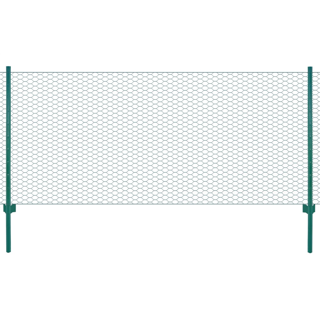 Draadgaashek met palen 25x0,5 m staal groen