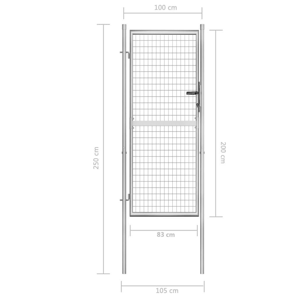 Poort 105x250 cm gegalvaniseerd staal zilverkleurig