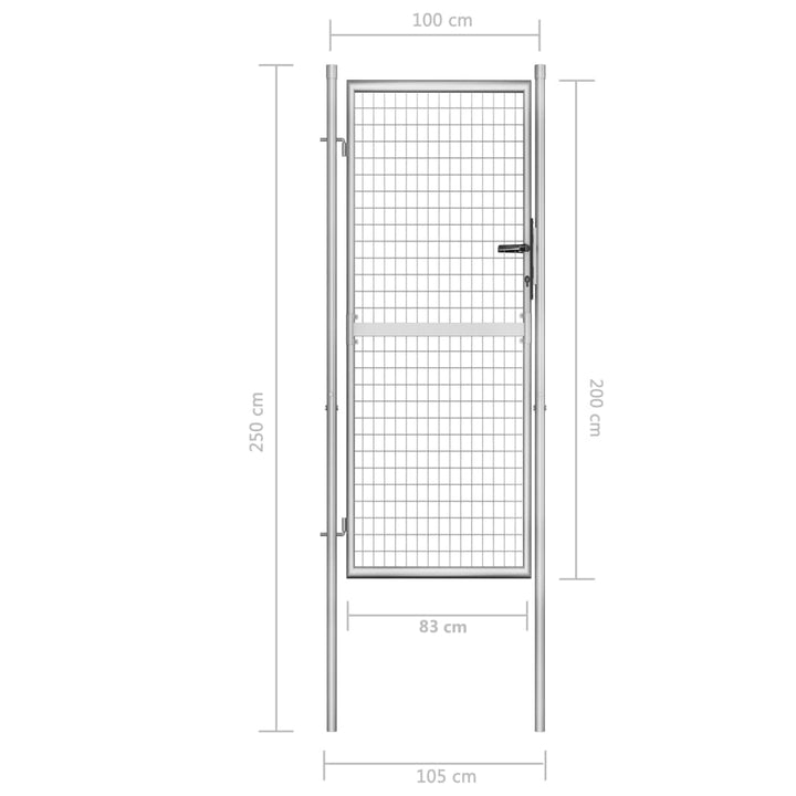 Poort 105x250 cm gegalvaniseerd staal zilverkleurig