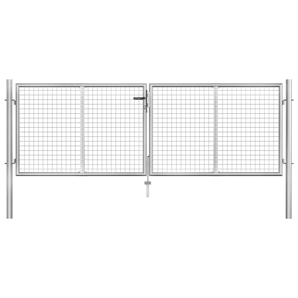 Poort 306x125 cm gegalvaniseerd staal zilverkleurig