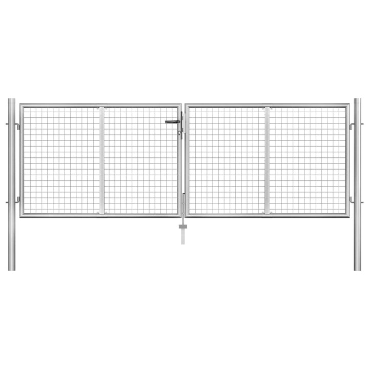 Poort 306x125 cm gegalvaniseerd staal zilverkleurig