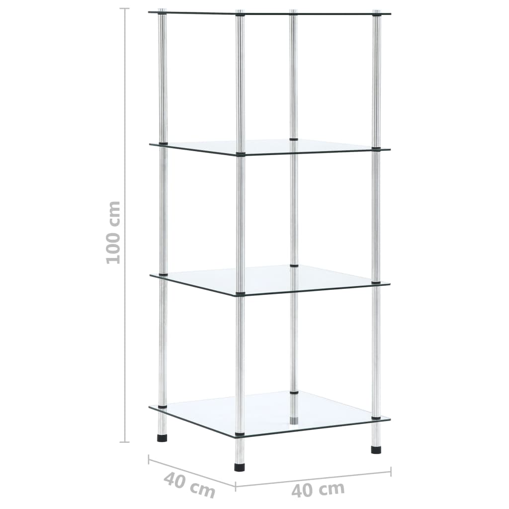 Kastje 4-laags 40x40x100 cm gehard glas transparant