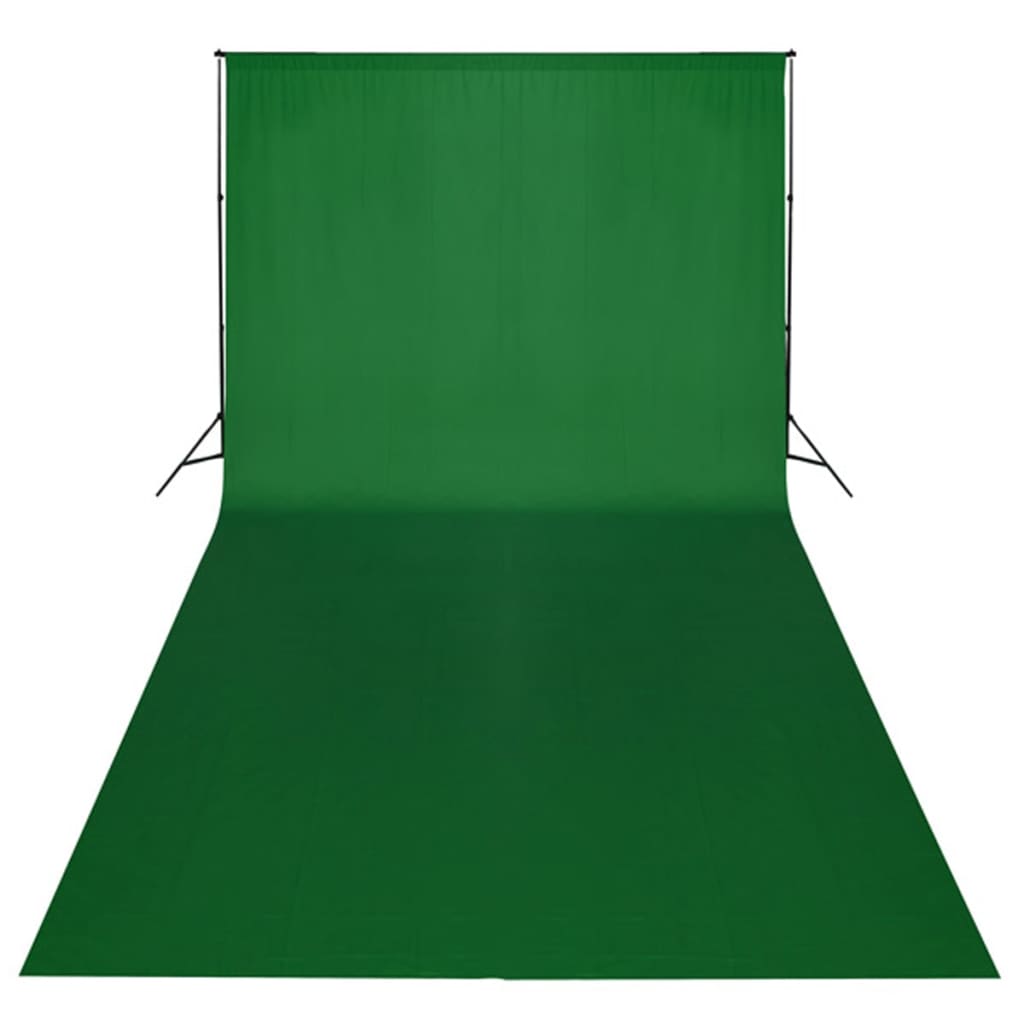 Studioset met groene achtergrond en lampen 600x300 cm