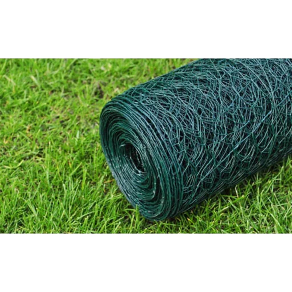 Kippengaas 25x0,5 m met PVC coating groen