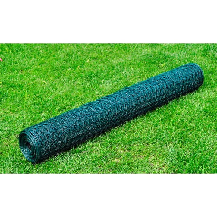 Kippengaas 25x0,75 m staal met PVC-coating groen