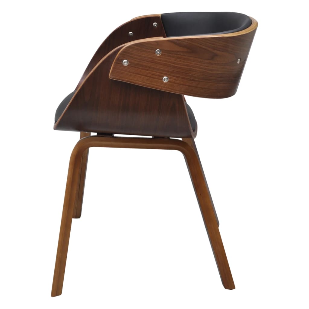 Eetkamerstoelen 4 st gebogen hout en kunstleer bruin