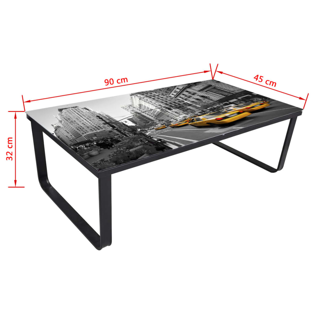 Salontafel met glazen tafelblad rechthoekig