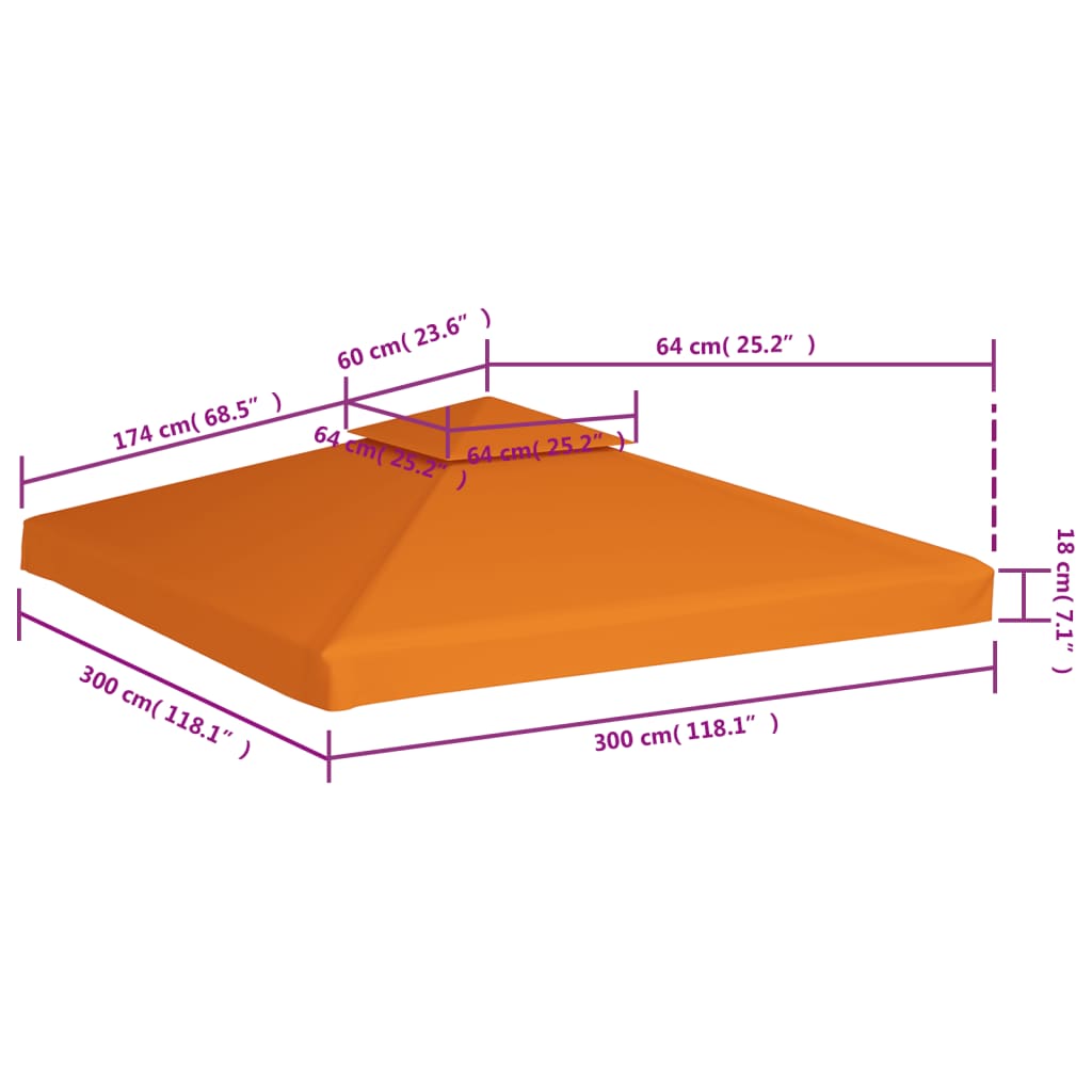 Vervangend tentdoek prieel 310 g/m² 3x3 m terracotta