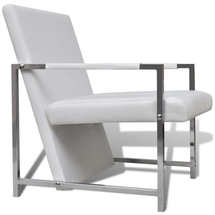 Fauteuils 2 st met chroom frame kunstleer wit