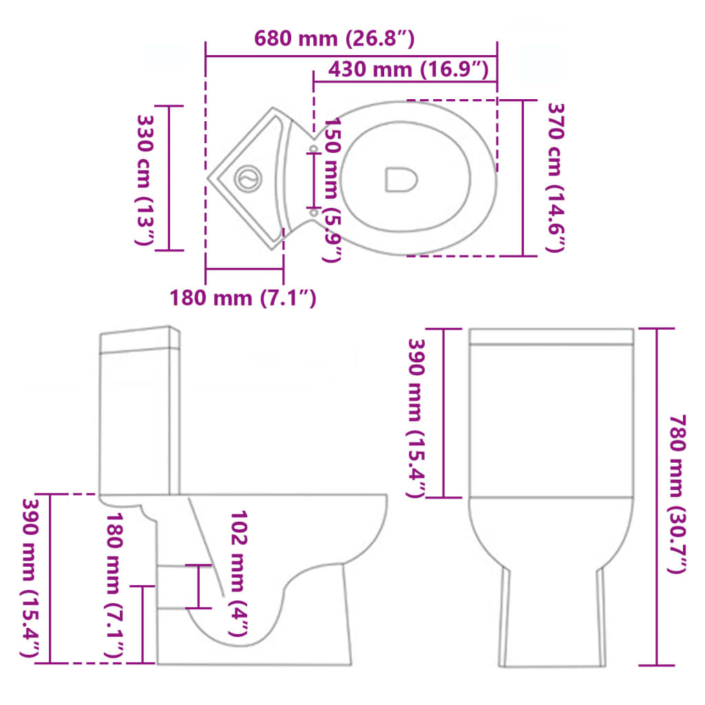 Keramisch Toilet voor in de hoek wit