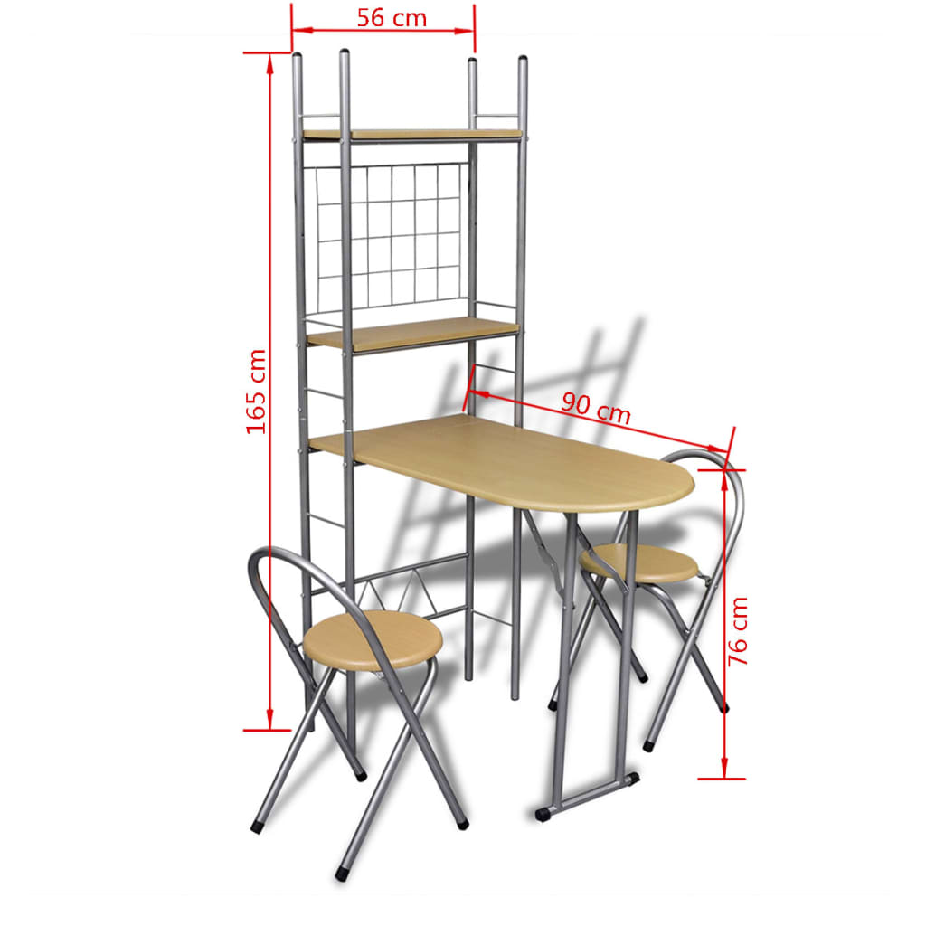 Ontbijttafelset met twee stoelen (inklapbaar)