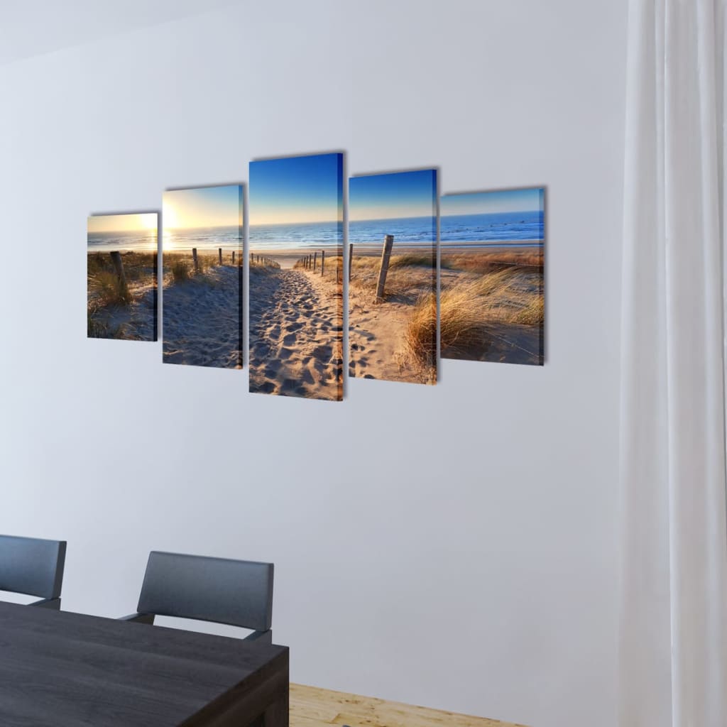 Canvas muurdruk set zandstrand 100 x 50 cm