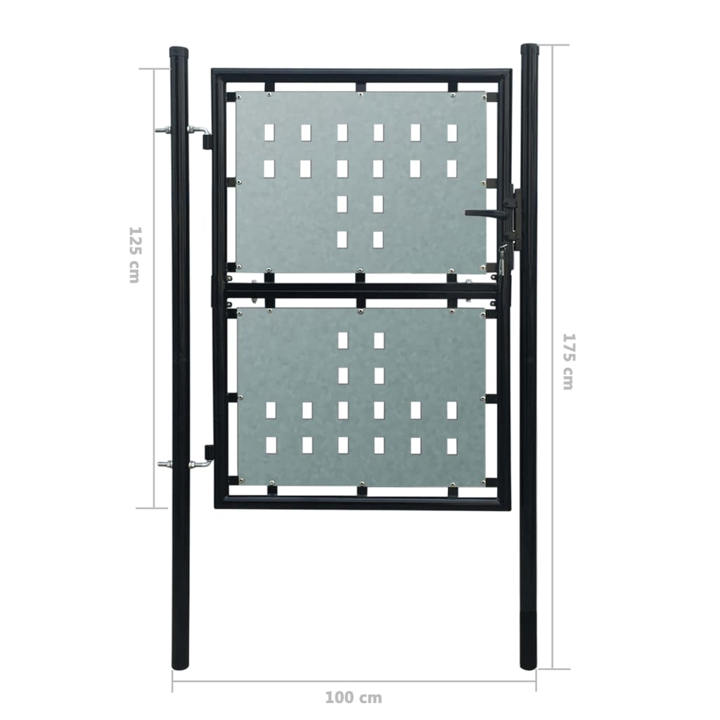 Poort enkel 100x175 cm zwart