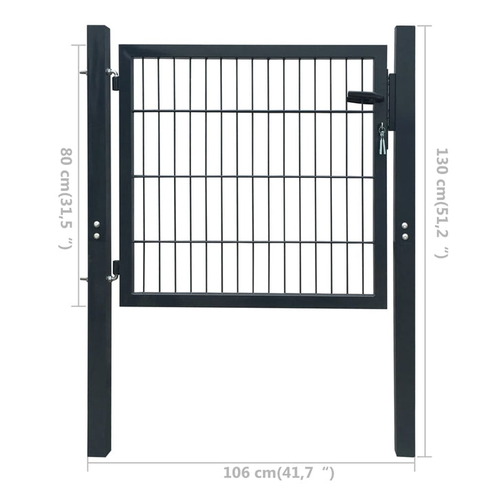 Poort dubbelstaafmat (enkel) 106x130 cm antracietgrijs