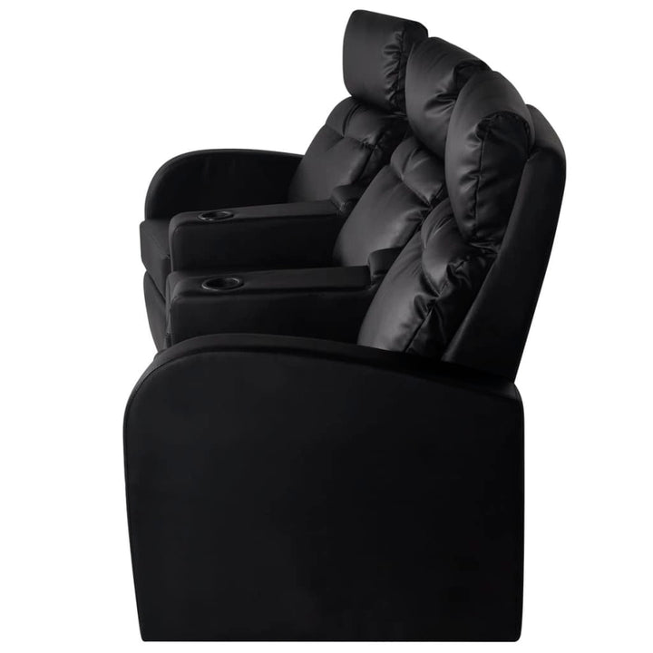 Driedubbele relaxfauteuil met middenleuning kunstleer zwart