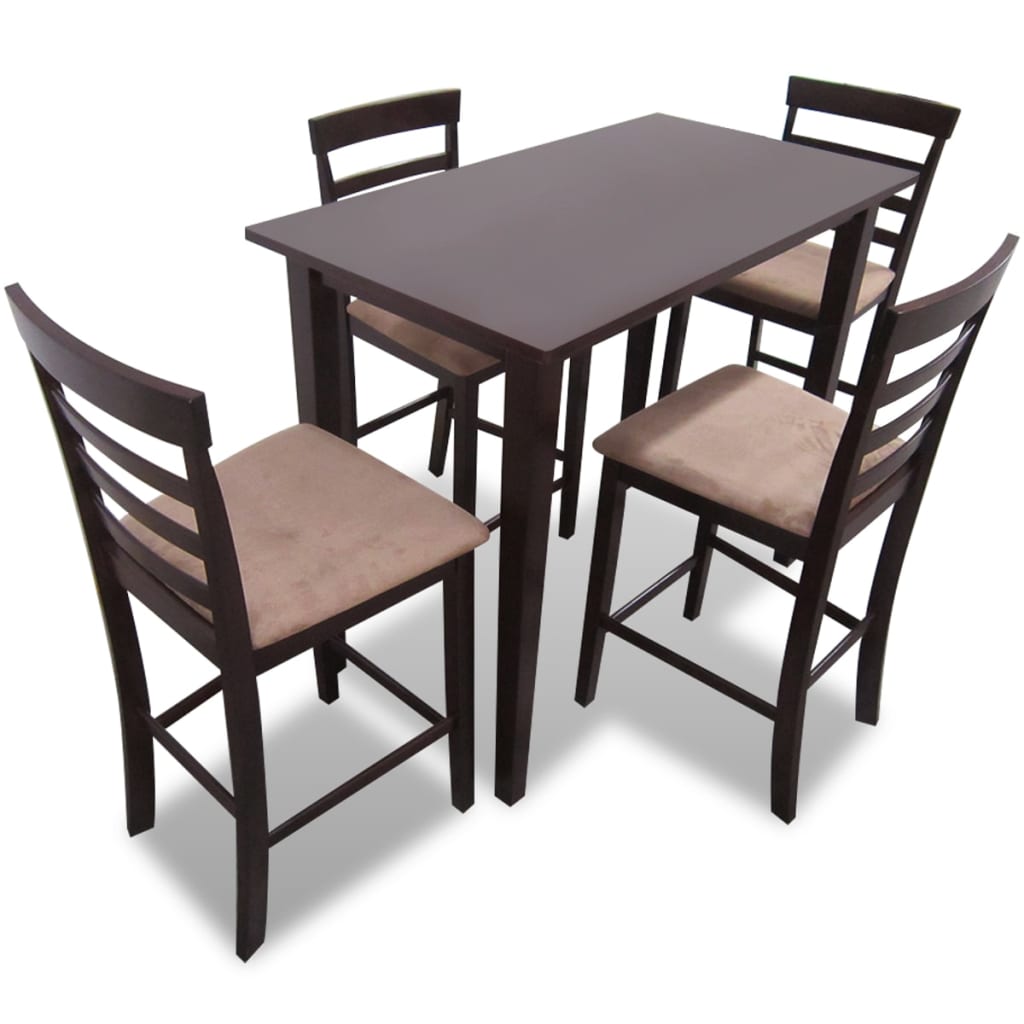 Bartafel met 4 barstoelen set hout bruin