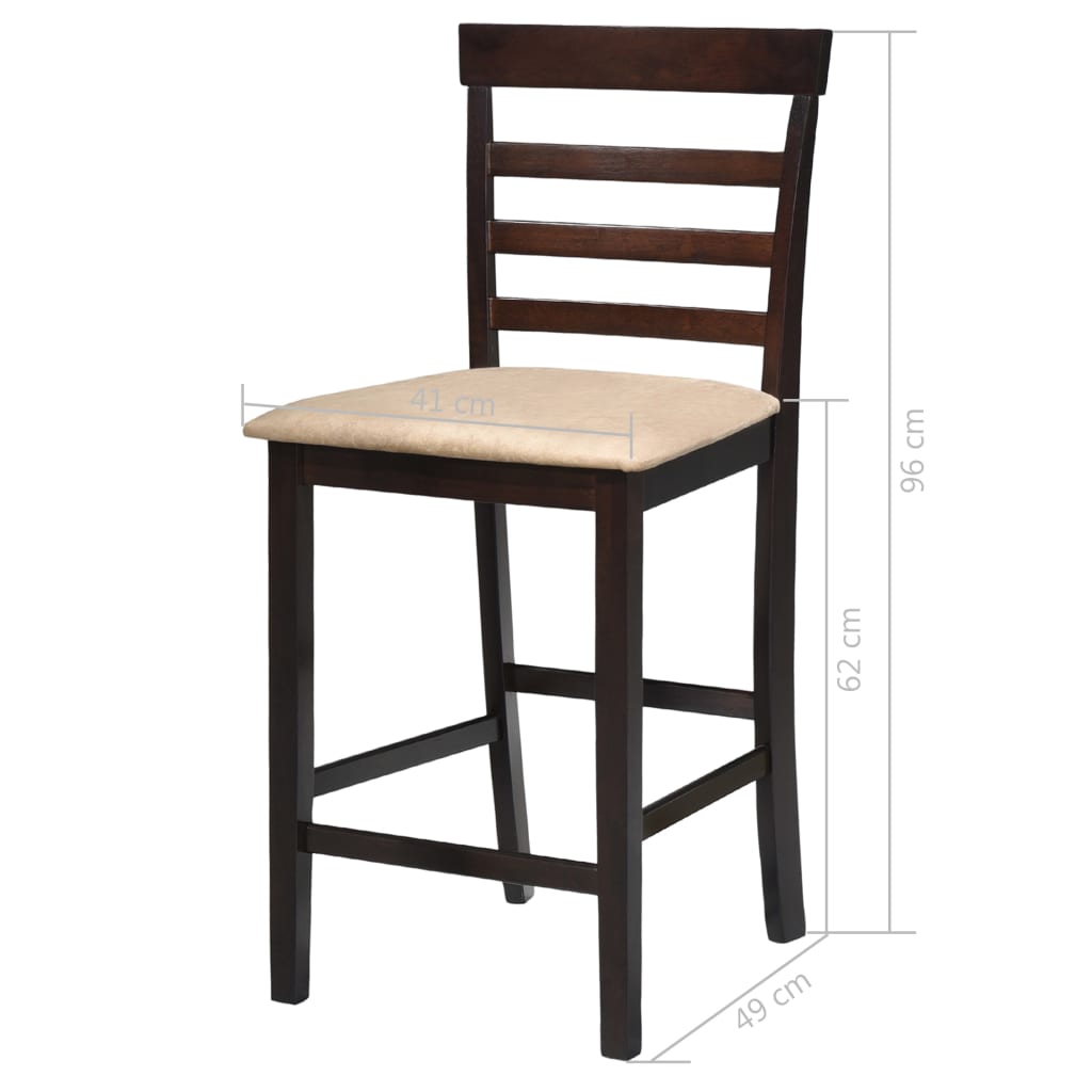 Bartafel met 4 barstoelen set hout bruin