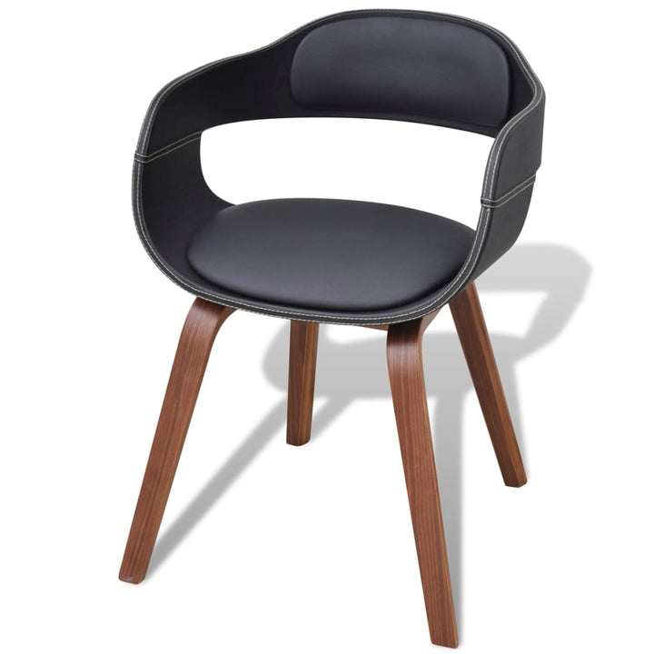 Eetkamerstoelen 4 st gebogen hout en kunstleer zwart