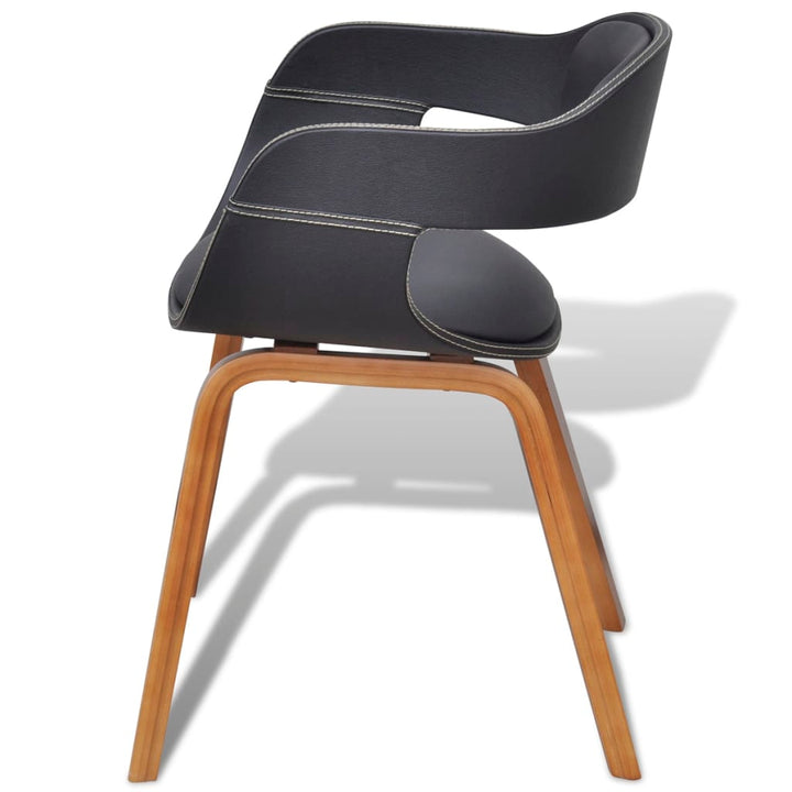 Eetkamerstoelen 4 st gebogen hout en kunstleer zwart