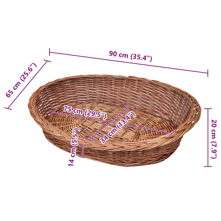 Hondenmand/huisdierenbed 90 cm natuurlijk wilgen