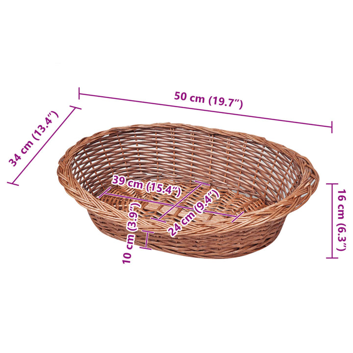 Hondenmand/huisdierenbed 50 cm natuurlijk wilgen