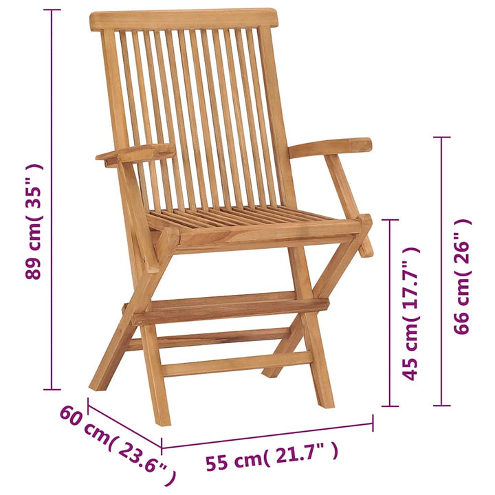 Tuinstoelen inklapbaar 2 st massief teakhout