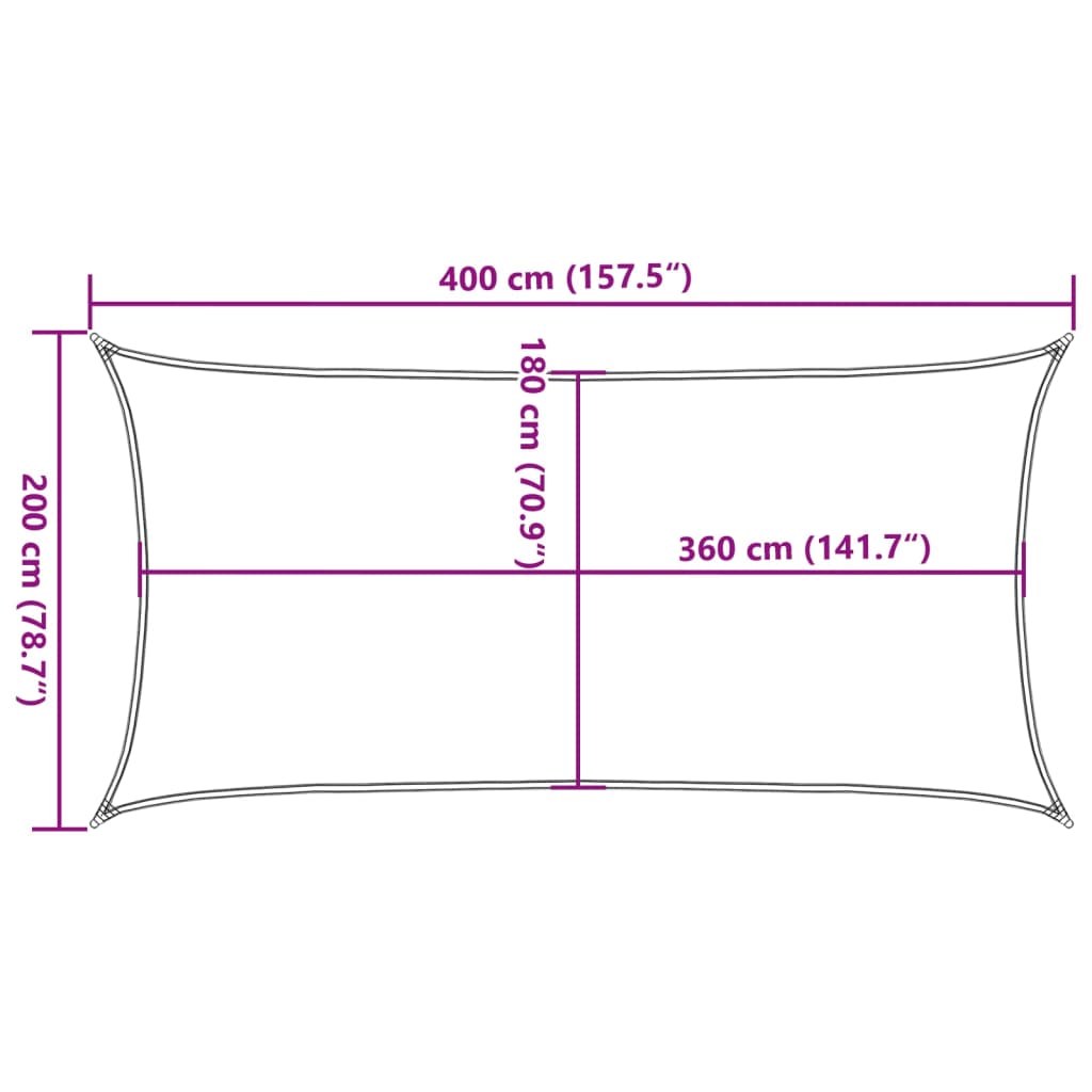 Zonnescherm HDPE rechthoekig 2x4 m antraciet