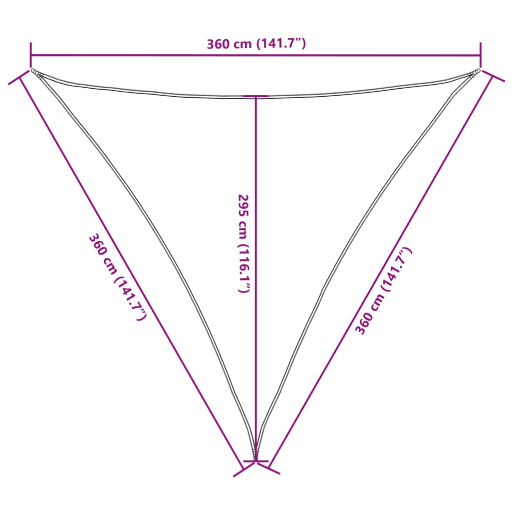 Zonnescherm driehoekig 3,6x3,6x3,6 m oxford stof crèmewit