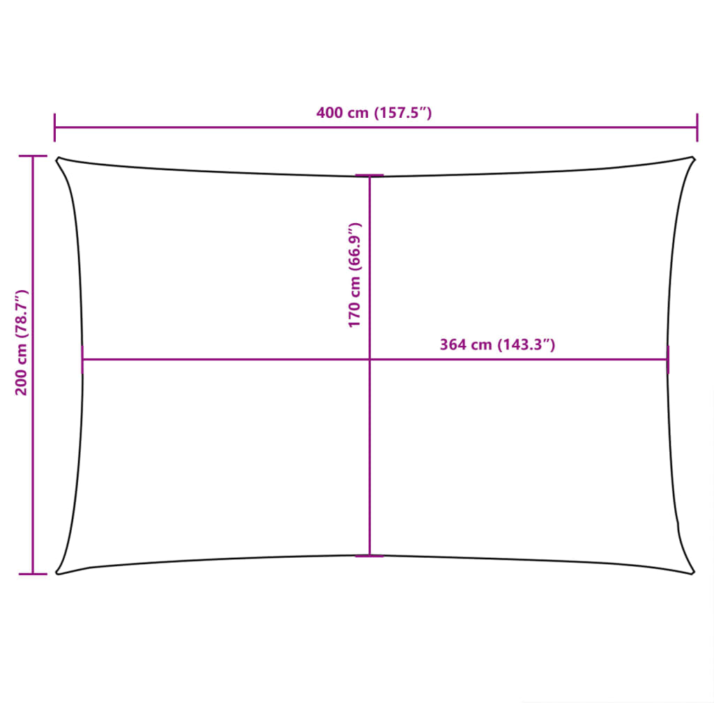 Zonnescherm rechthoekig 2x4m oxford stof antracietkleurig