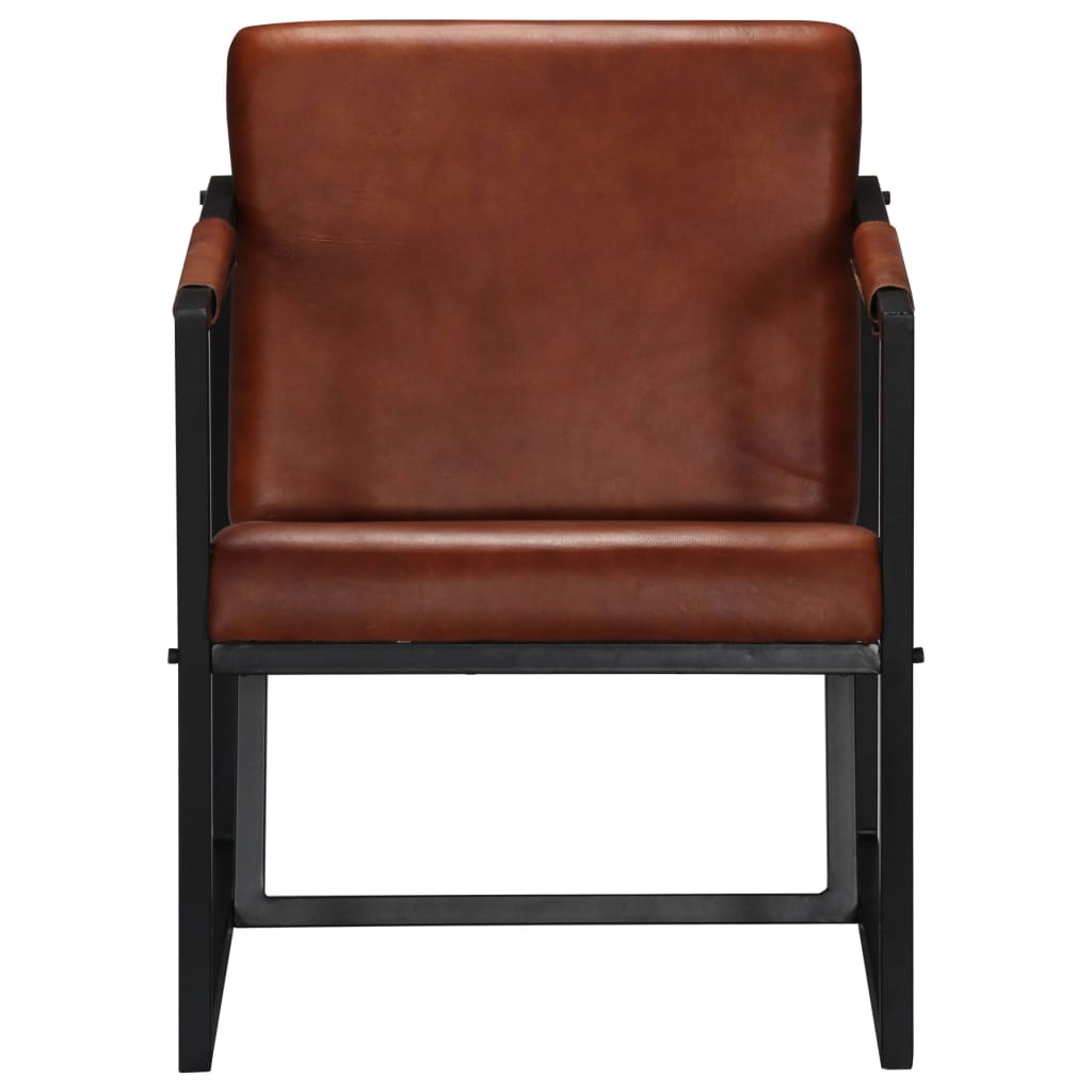 Fauteuil echt leer bruin