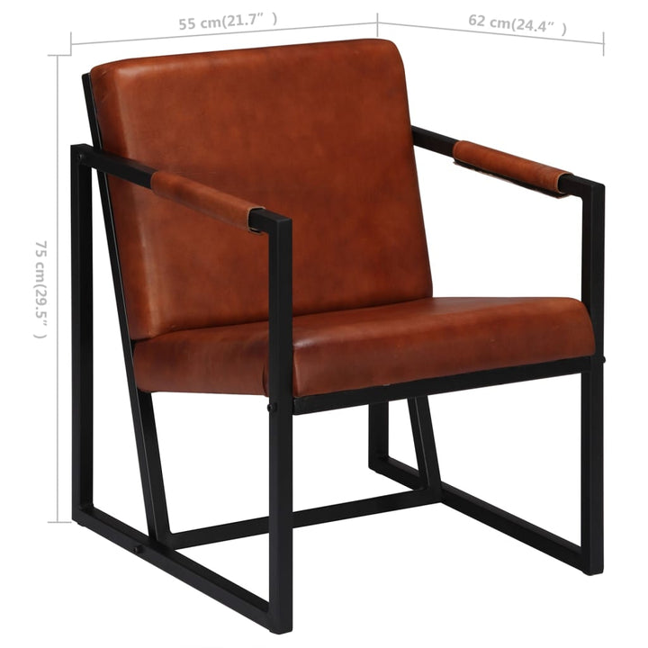 Fauteuil echt leer bruin