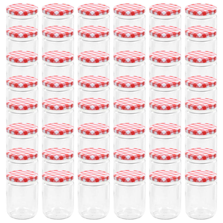 Jampotten met wit met rode deksels 48 st 230 ml glas