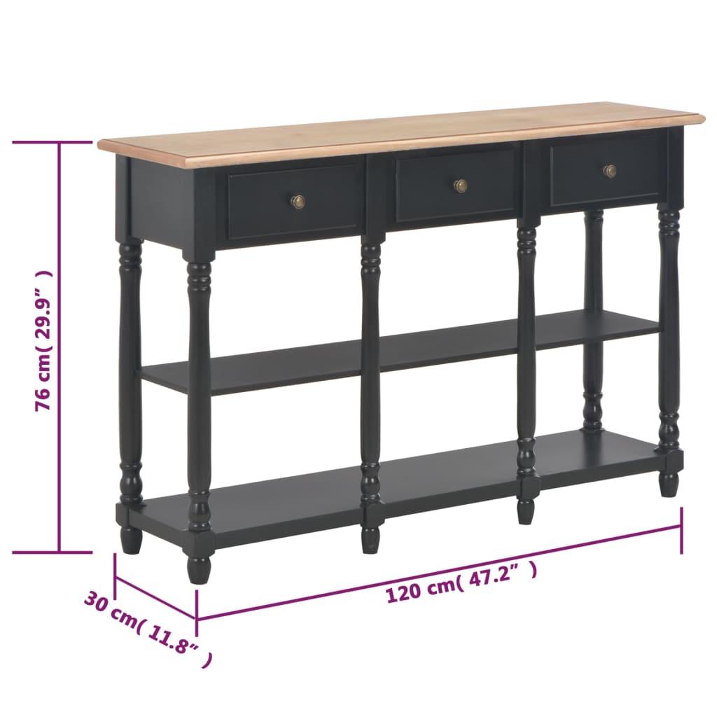 Wandtafel 120x30x76 cm MDF zwart